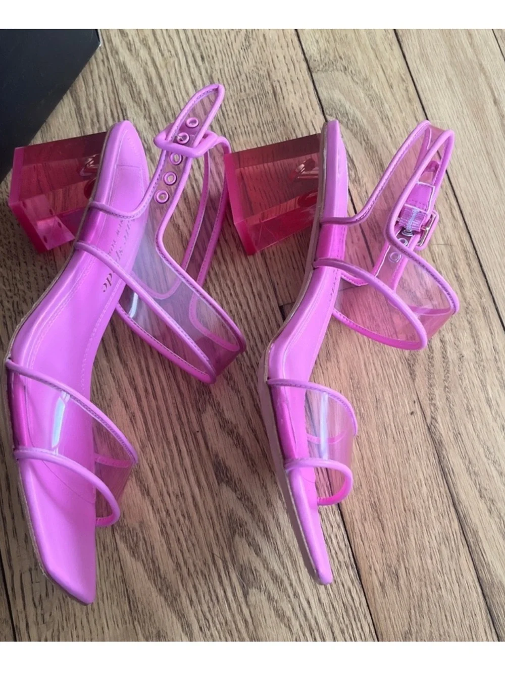 KATE SPADE Pink  Milani Lucite Block Heel Sandal